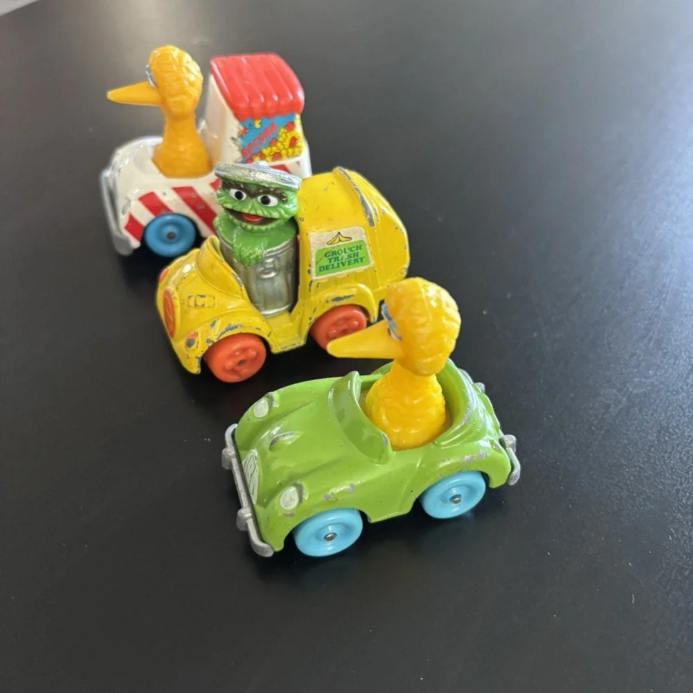 Vintage 1980s Playskool Sesame Street Cars‎ Diecast Big Bird Oscar Grouch Lot 3
